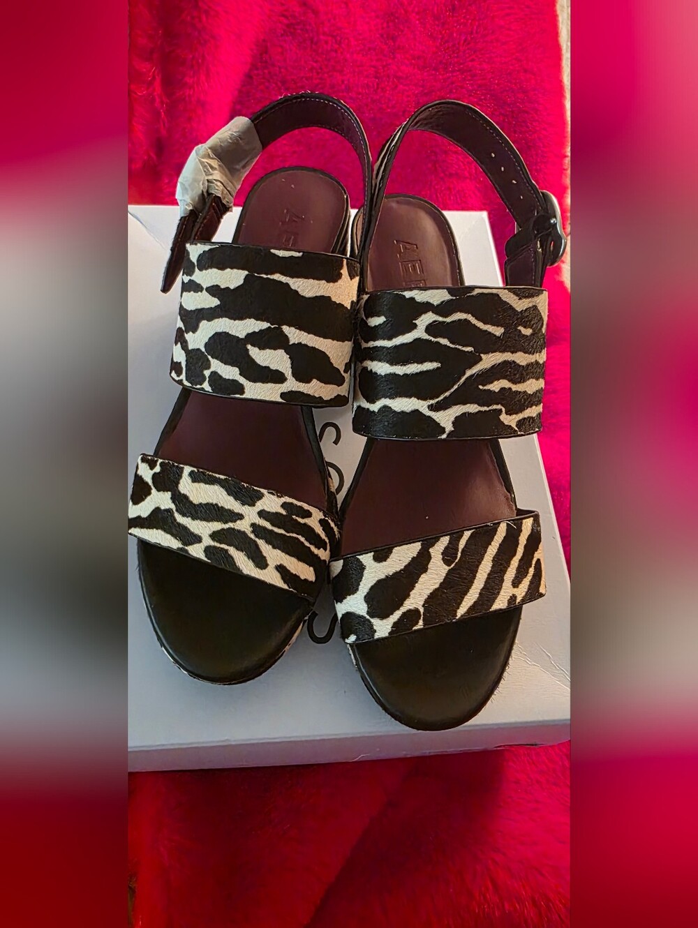 Aerosoles Women's Black & White Zebra-Print Wide Width Sandals